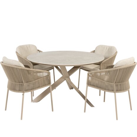 Taste 4SO Florence Prado dining tuinset 130xH75 cm rond 5 delig keramiek latte Taste 4SO Taste 4SO Florence Prado dining tuinset 130xH75 cm rond 5 delig keramiek latte Taste 4SO