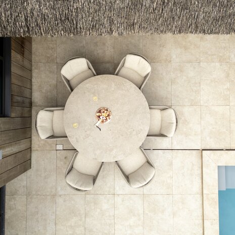 Taste 4SO Florence Prado dining tuinset 160xH75 cm rond 7 delig keramiek latte Taste 4SO