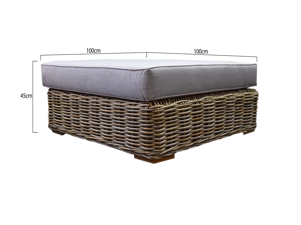 AVH-Collectie Serva voetenbank met kussen naturel rotan - suntech grey AVH-Collectie Serva voetenbank met kussen naturel rotan - suntech grey