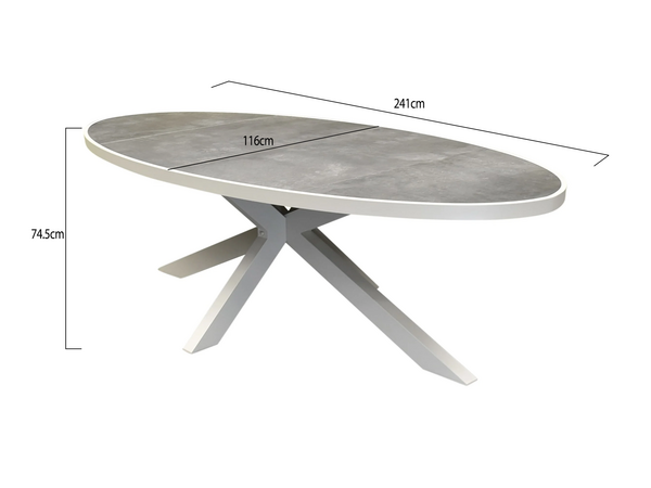 AVH-Collectie Ohio dining tuintafel ovaal 241x116xH74cm keramiek aluminium latte zand AVH-Collectie Ohio dining tuintafel ovaal 241x116xH74cm keramiek aluminium latte zand