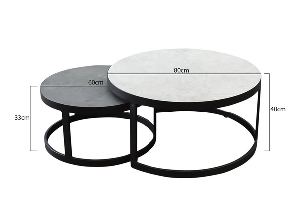 AVH-Collectie Montenegro salontafels 80 cm rond en 60 cm rond keramiek antraciet AVH-Collectie Montenegro salontafels 80 cm rond en 60 cm rond keramiek antraciet