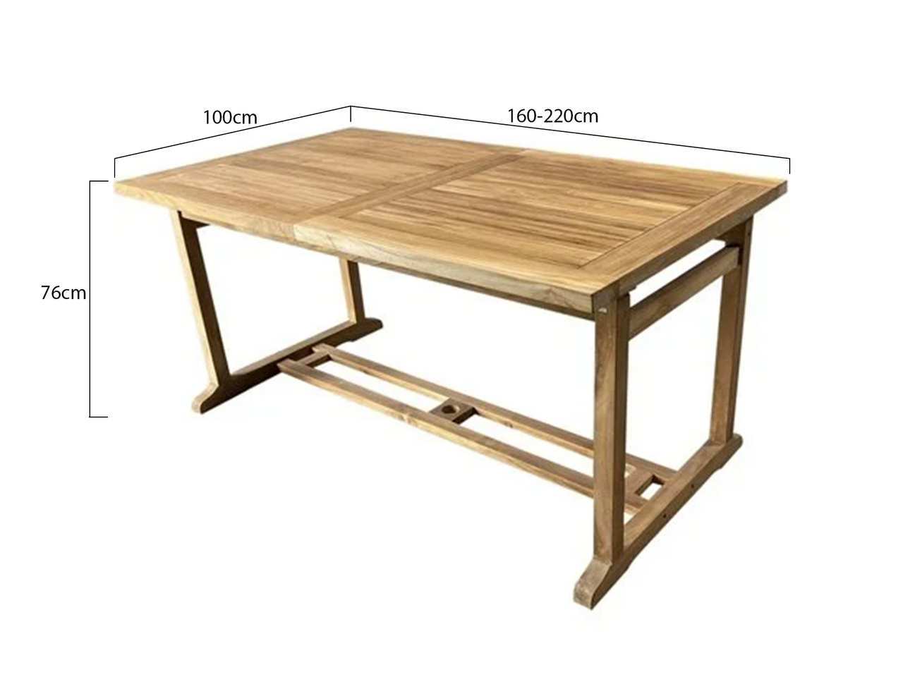 AVH-Collectie Rechthoekig uitschuifbare dining tuintafel 160-220x100xH76 cm bladdikte 2,8 cm teak AVH-Collectie Rechthoekig uitschuifbare dining tuintafel 160-220x100xH76 cm bladdikte 2,8 cm teak