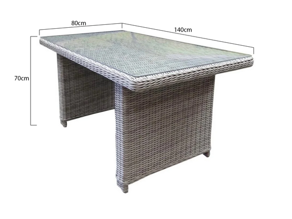 AVH-Collectie Bilbao lounge-diningtafel 140x80xH70 cm wit grijs AVH-Collectie Bilbao lounge-diningtafel 140x80xH70 cm wit grijs