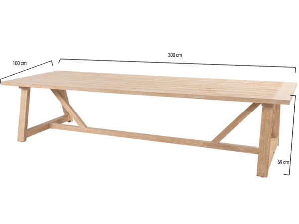 Taste 4SO Noah low dining tuintafel 300x100xH69 cm geborsteld teak 4 Seasons Outdoor