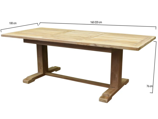 AVH-Collectie Geneva rechthoekig uitschuifbare dining tuintafel 160-220x100xH76 cm bladdikte 4 cm teak AVH-Collectie Geneva rechthoekig uitschuifbare dining tuintafel 160-220x100xH76 cm bladdikte 4 cm teak