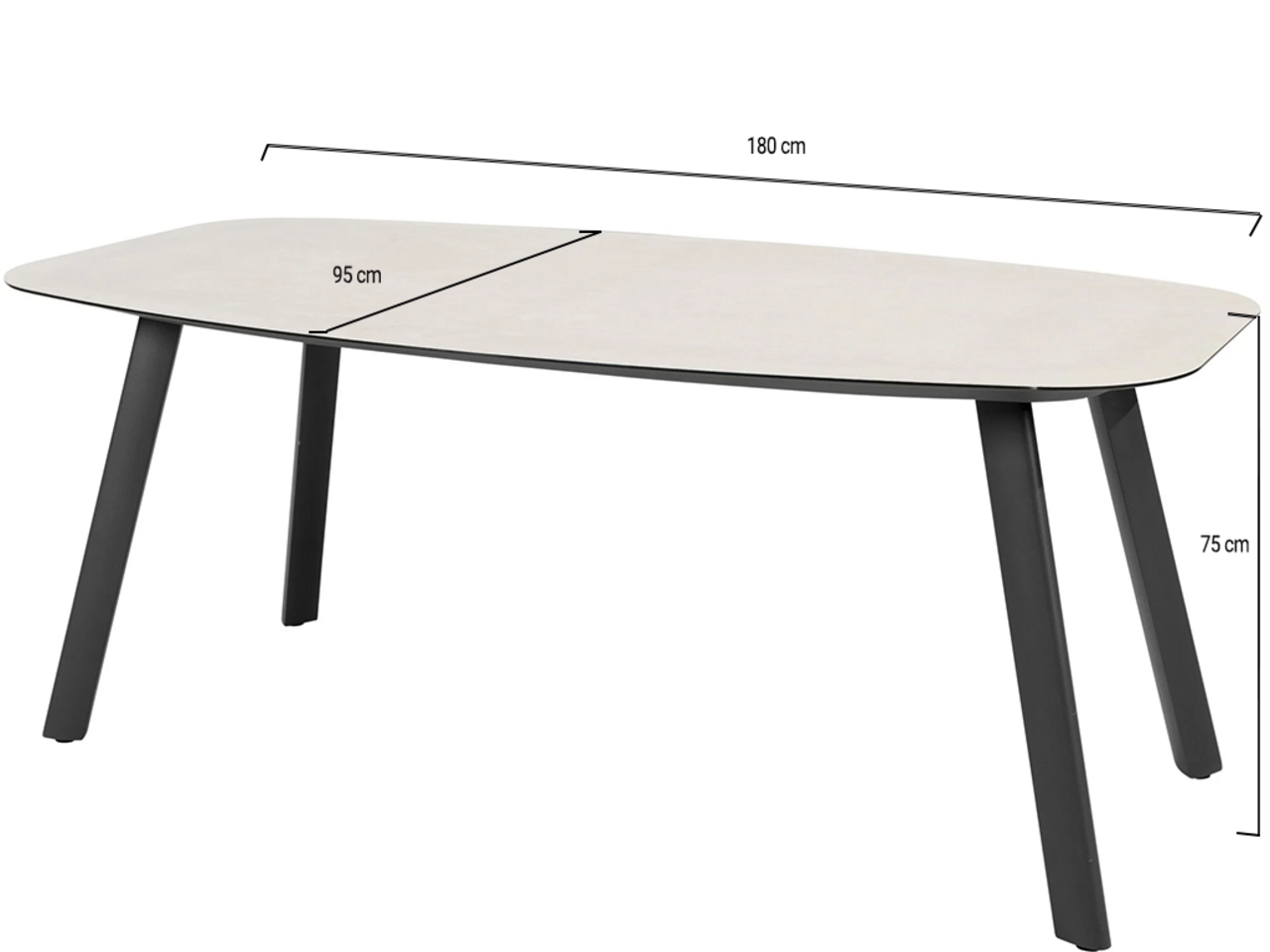 Taste 4SO Manolo dining tuintafel printed ceramic 180x95xH75 cm antraciet Taste 4SO