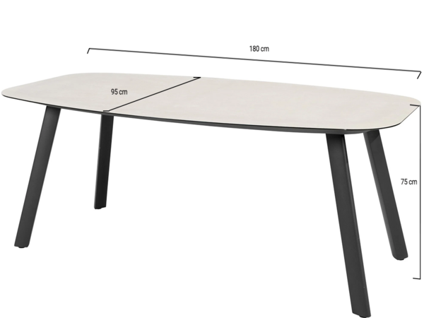 Taste 4SO Manolo dining tuintafel printed ceramic 180x95xH75 cm antraciet Taste 4SO