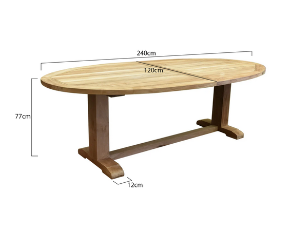 AVH-Collectie Ellips dining tuintafel 240x120xH77 cm teak 14x12 poot AVH-Collectie Ellips dining tuintafel 240x120xH77 cm teak 14x12 poot