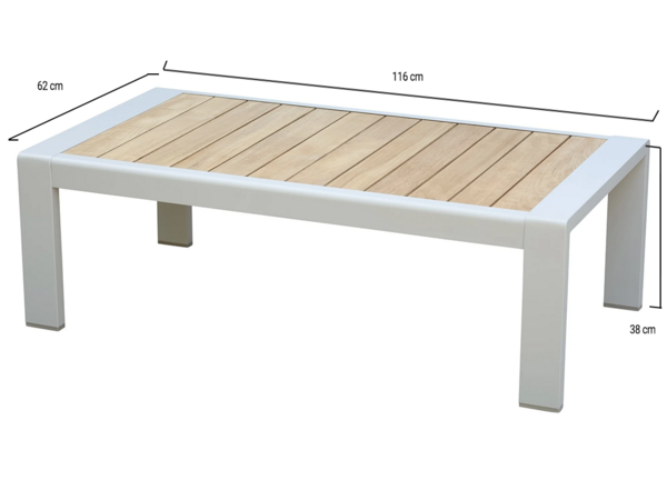AVH-Collectie Ripasso lounge tuintafel latte aluminium teakblad 116x62xH38 cm