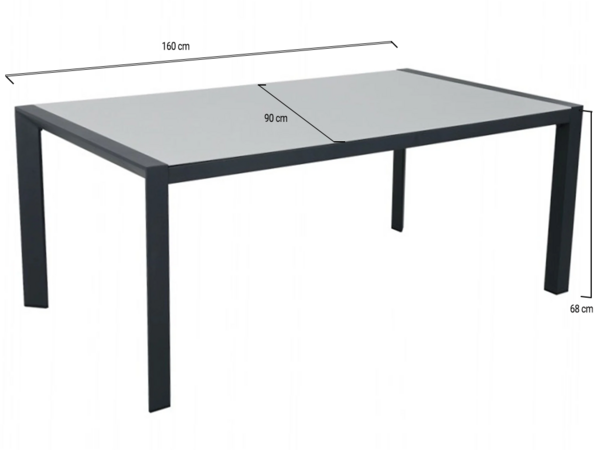 AVH-Collectie Fortaleza dining tuintafel 160x90xH68 cm antraciet AVH-Collectie Fortaleza dining tuintafel 160x90xH68 cm antraciet