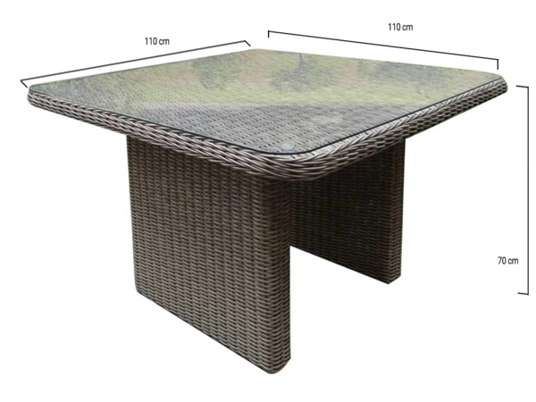 AVH-Collectie Bilbao lounge-diningtafel 110x110xH70 cm grijs AVH-Collectie Bilbao lounge-diningtafel 110x110xH70 cm grijs