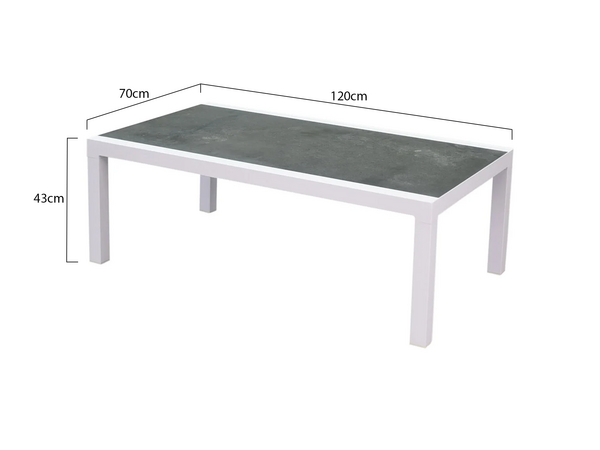 AVH-Collectie Malaga lounge tuintafel 120x70xH43 cm aluminium wit AVH-Collectie Malaga lounge tuintafel 120x70xH43 cm aluminium wit
