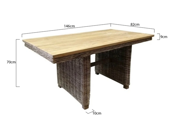 AVH-Collectie Ibiza lounge-dining tafel 146x82xH70 cm naturel rotan teak AVH-Collectie Ibiza lounge-dining tafel 146x82xH70 cm naturel rotan teak