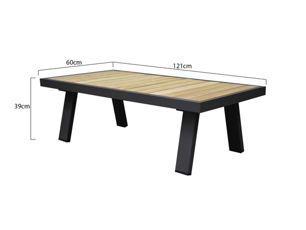 AVH-Collectie Lola lounge tuintafel 121x60xH39 cm aluminium antraciet - teak AVH-Collectie Lola lounge tuintafel 121x60xH39 cm aluminium antraciet - teak