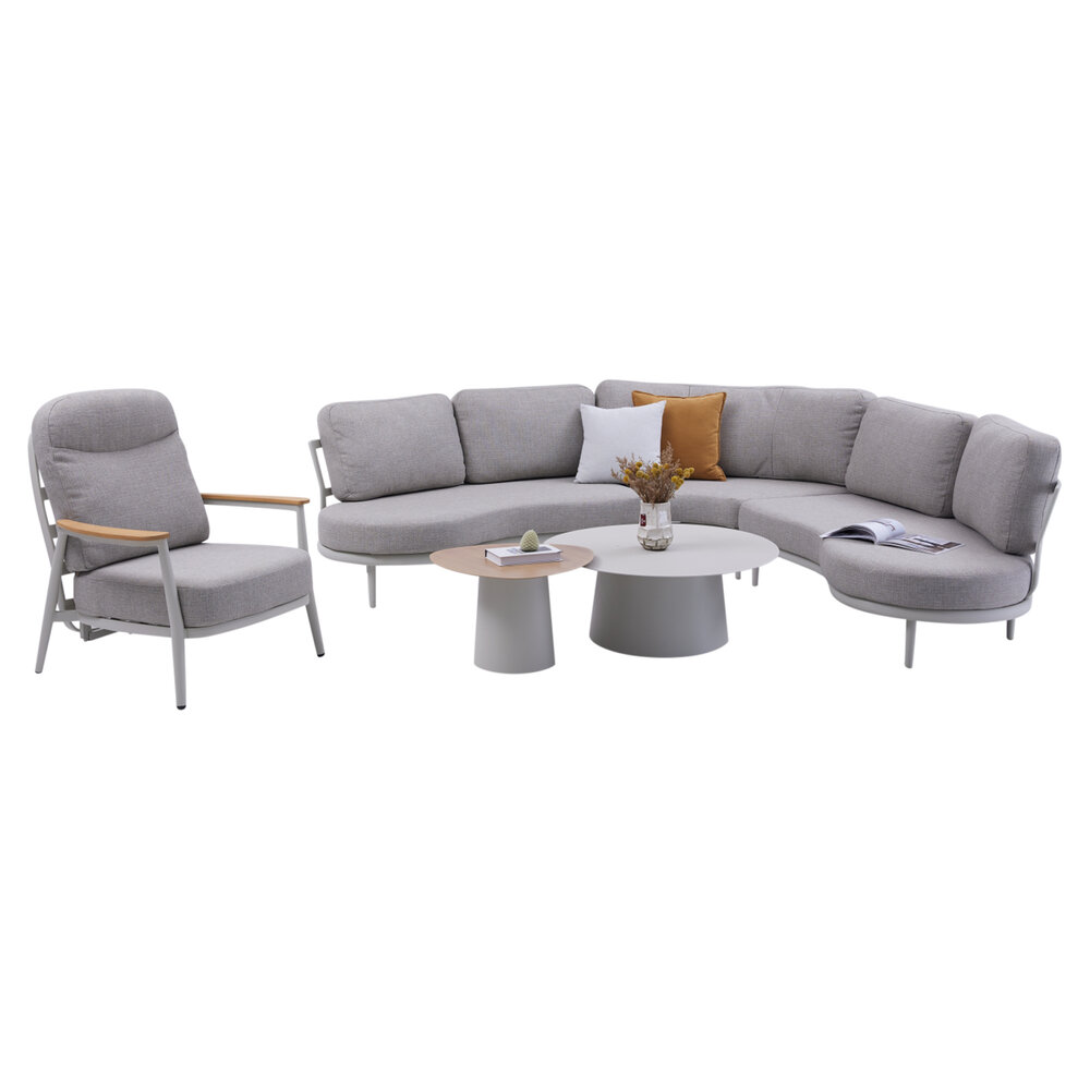 AVH-Collectie Savanna organische loungeset 6 delig aluminium latte