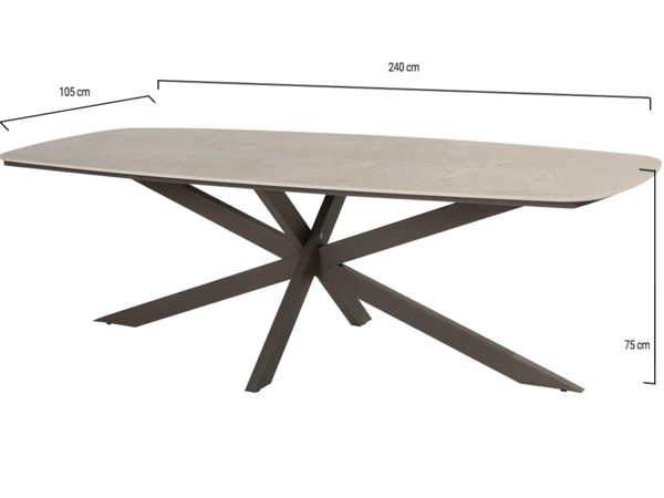 Taste 4SO Prado dining tuintafel 240x105xH75 cm terre met keramisch deens ovaal blad Taste 4SO Taste 4SO Prado dining tuintafel 240x105xH75 cm terre met keramisch deens ovaal blad Taste 4SO