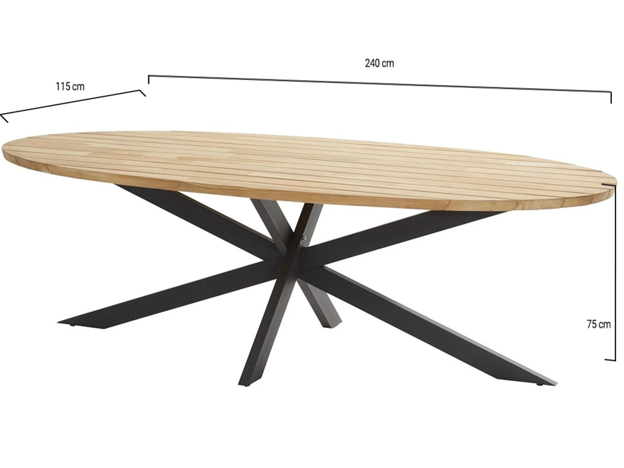 Taste 4SO Prado dining tuintafel ellips 240x115x75 cm teak alu onderstel antraciet Taste 4SO Taste 4SO Prado dining tuintafel ellips 240x115x75 cm teak alu onderstel antraciet Taste 4SO