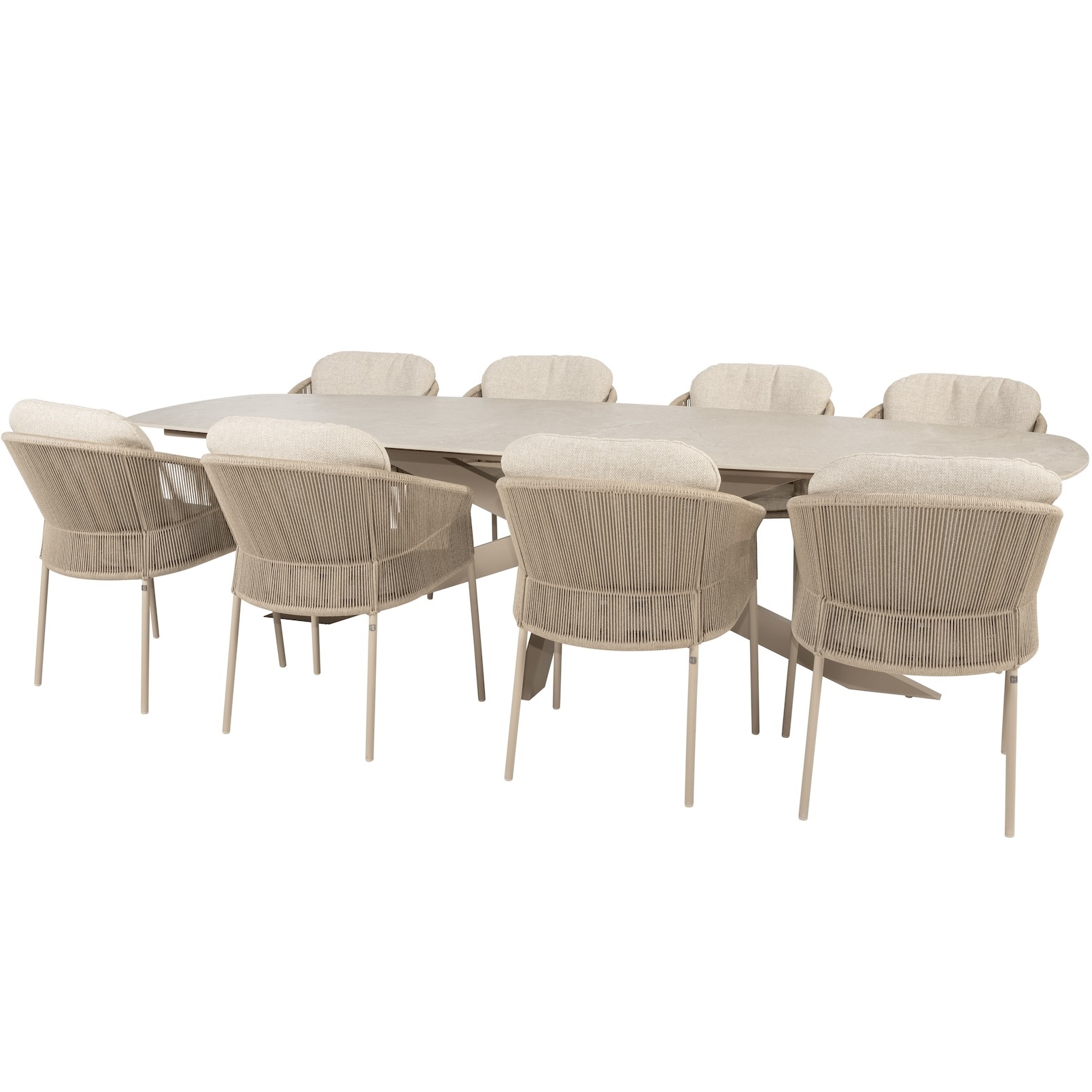 Taste 4SO Prado Florence dining tuinset 300x110xH75 cm 9 delig latte keramisch deens ovaal 