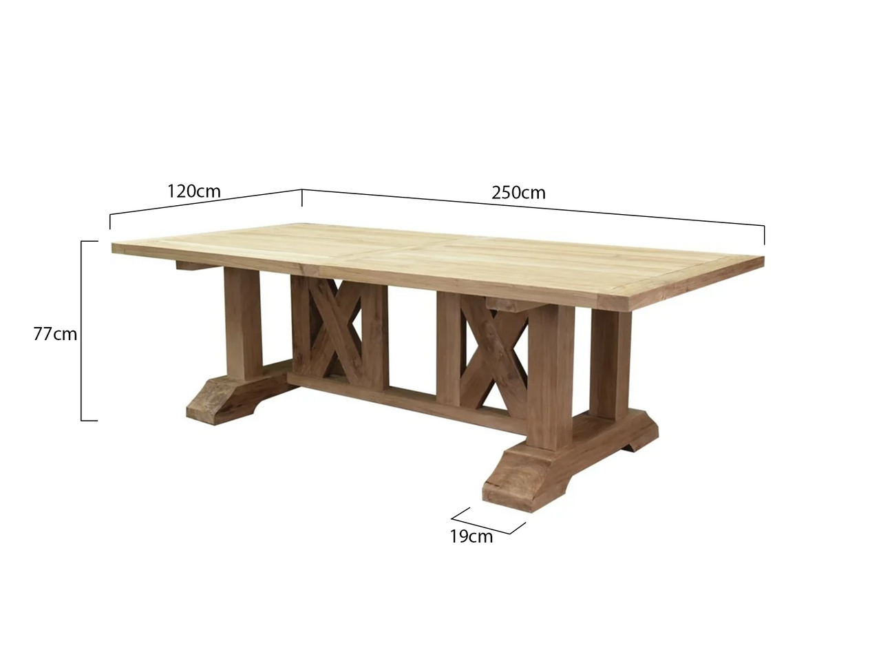 AVH-Collectie Antigua dining tuintafel 250x120xH77 cm teak gekruist AVH-Collectie Antigua dining tuintafel 250x120xH77 cm teak gekruist