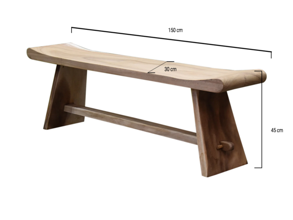 AVH-Collectie Holle boomstambank 150x30x45 cm