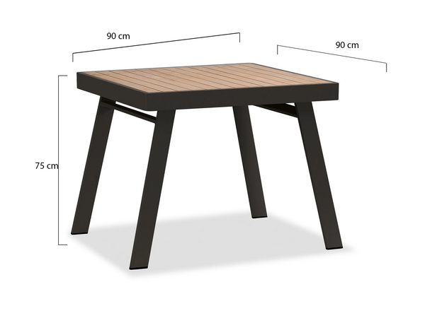 Higold York dining tuintafel 90x90xH75 cm aluminium antraciet teak Higold York dining tuintafel 90x90xH75 cm aluminium antraciet teak