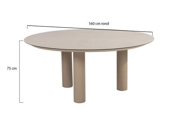 Taste 4SO Donato dining tuintafel 160xH75 cm met 3 poten keramiek latte Taste 4SO