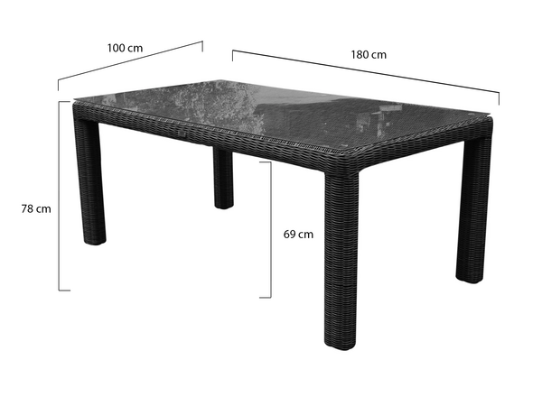 AVH-Collectie Bergamo dining tuintafel 180x100xH78 cm antraciet