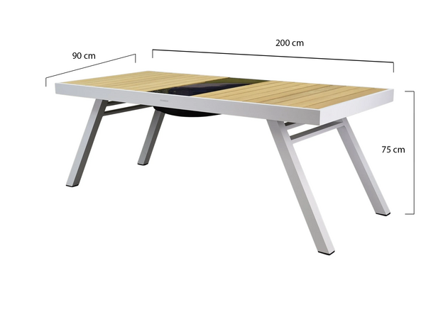 Higold York dining tuintafel 200x90xH75 cm aluminium wit teak - glass top Higold York dining tuintafel 200x90xH75 cm aluminium wit teak - glass top