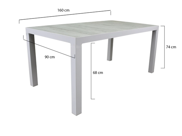 AVH-Collectie Fresno dining tuintafel 160x90xH74 cm wit