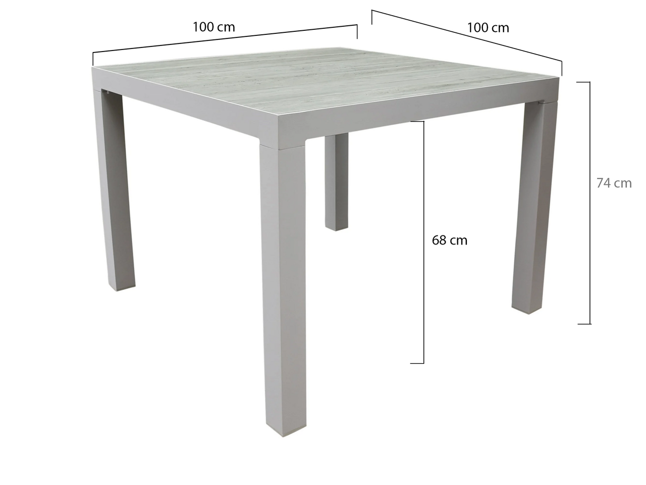AVH-Collectie Fresno dining tuintafel 100x100xH74 cm wit keramiek