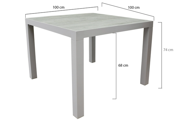 AVH-Collectie Fresno dining tuintafel 100x100xH74 cm wit keramiek