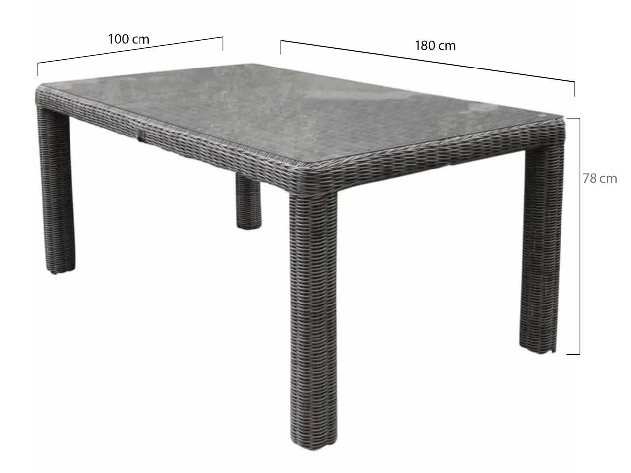 AVH-Collectie Bergamo dining tuintafel 180x100xH78 cm grijs AVH-Collectie Bergamo dining tuintafel 180x100xH78 cm grijs
