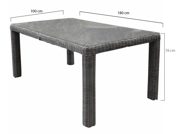AVH-Collectie Bergamo dining tuintafel 180x100xH78 cm grijs AVH-Collectie Bergamo dining tuintafel 180x100xH78 cm grijs