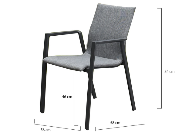 AVH-Collectie Nancy dining tuinstoel stapelbaar antraciet aluminium textileen AVH-Collectie Nancy dining tuinstoel stapelbaar antraciet aluminium textileen