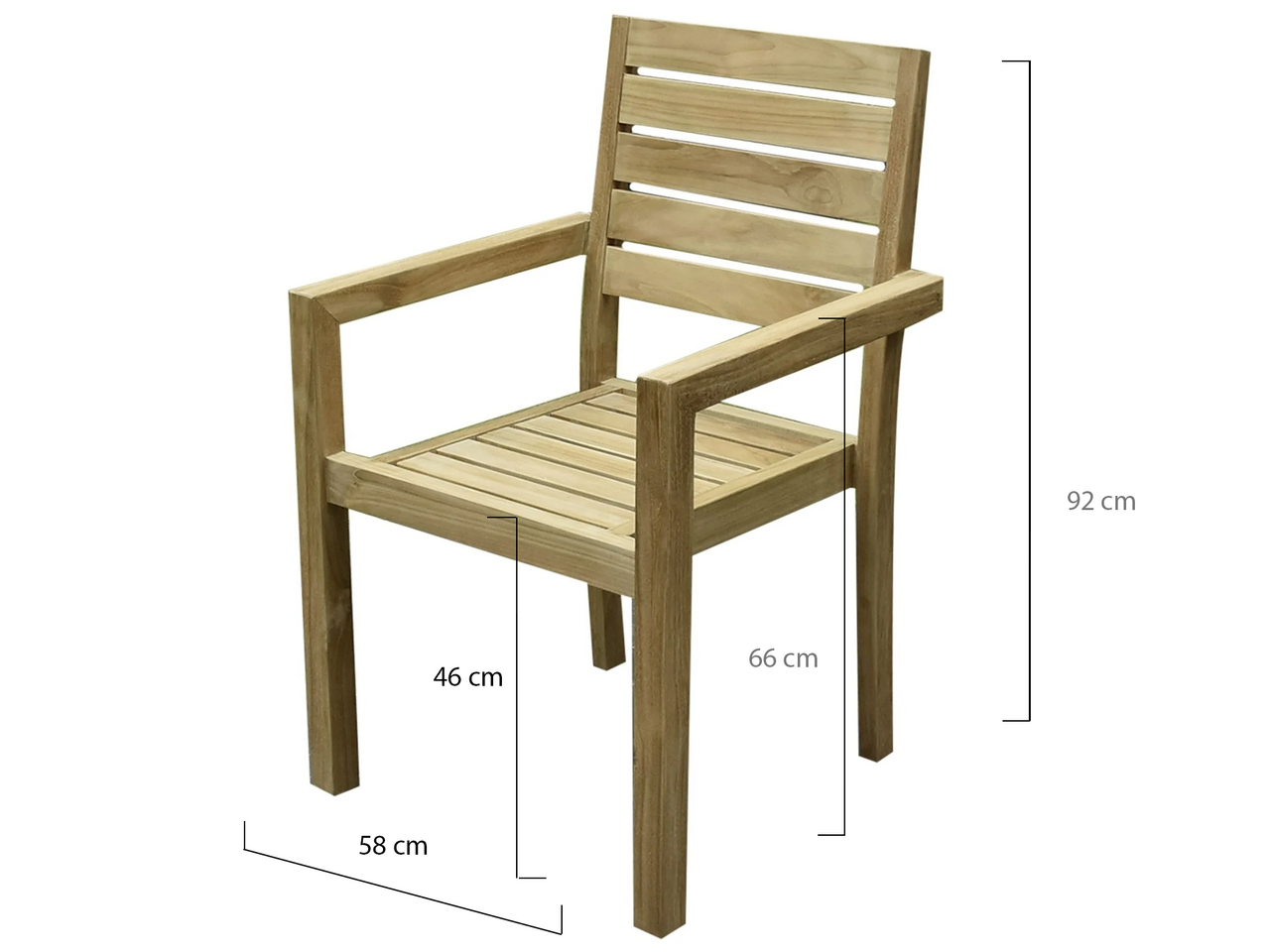 AVH-Collectie Montana dining tuinstoel teak met brede latten