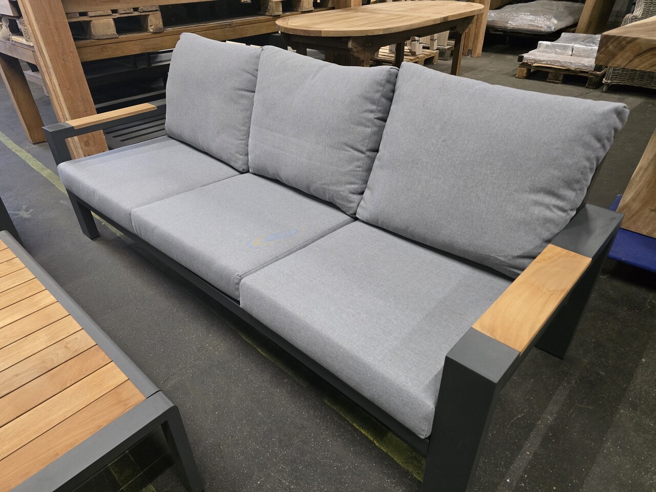 AVH-Collectie Showroommodel Ningbo stoel bank loungeset 3 delig antraciet aluminium