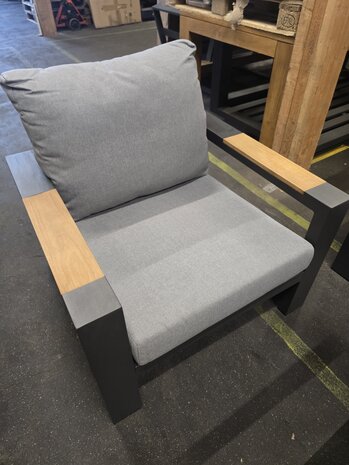 AVH-Collectie Showroommodel Ningbo stoel bank loungeset 3 delig antraciet aluminium