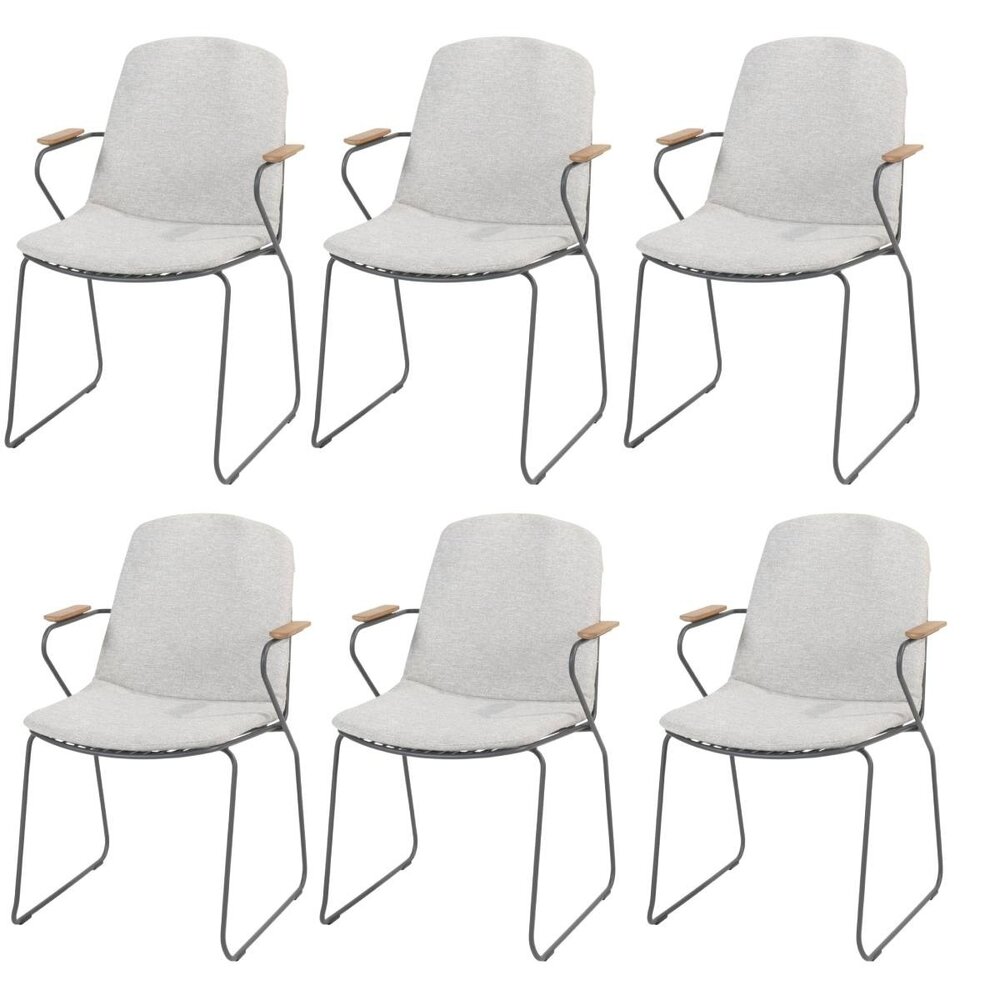 4 Seasons Outdoor Showroommodel Veneto dining tuinstoel stapelbaar rvs antraciet 4 Seasons Outdoor set van 6