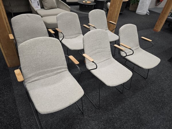 4 Seasons Outdoor Showroommodel Veneto dining tuinstoel stapelbaar rvs antraciet 4 Seasons Outdoor set van 6