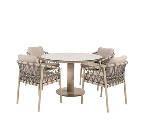 4 Seasons Outdoor Sarah Piacenza dining tuinset 120xH75 cm 5 delig keramiek latte Taste 4SO