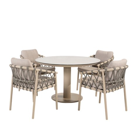 4 Seasons Outdoor Sarah Piacenza dining tuinset 120xH75 cm 5 delig keramiek latte Taste 4SO