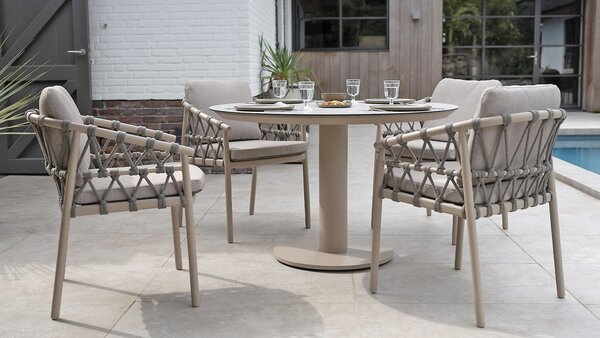 4 Seasons Outdoor Sarah Piacenza dining tuinset 120xH75 cm 5 delig keramiek latte Taste 4SO