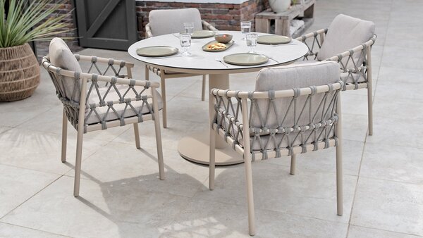 4 Seasons Outdoor Sarah Piacenza dining tuinset 120xH75 cm 5 delig keramiek latte Taste 4SO