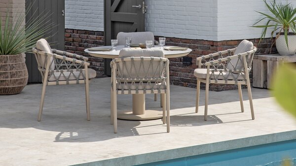 4 Seasons Outdoor Sarah Piacenza dining tuinset 120xH75 cm 5 delig keramiek latte Taste 4SO