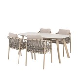 4 Seasons Outdoor Manolo Piacenza dining tuinset 180x95xH75 cm 5 delig keramiek latte Taste 4SO