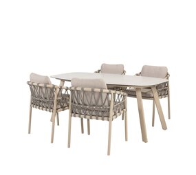 4 Seasons Outdoor Manolo Piacenza dining tuinset 180x95xH75 cm 5 delig keramiek latte Taste 4SO
