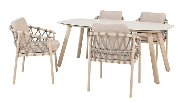 4 Seasons Outdoor Manolo Piacenza dining tuinset 180x95xH75 cm 5 delig keramiek latte Taste 4SO