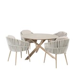 4 Seasons Outdoor Prado Eva dining tuinset 130xH75 cm rond 5 delig keramiek latte Taste 4SO