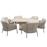 4 Seasons Outdoor Hampton Florence low dining tuinset 160xH69 cm rond 7 delig mortex terre Taste 4SO