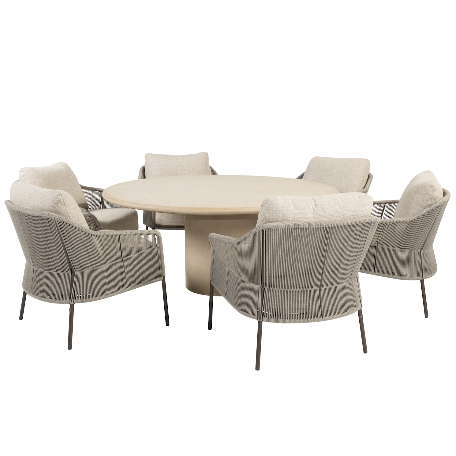 4 Seasons Outdoor Hampton Florence low dining tuinset 160xH69 cm rond 7 delig mortex terre Taste 4SO